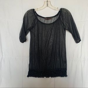 The Limited Sheer Black Blouse Polka Dots, Sz. XS